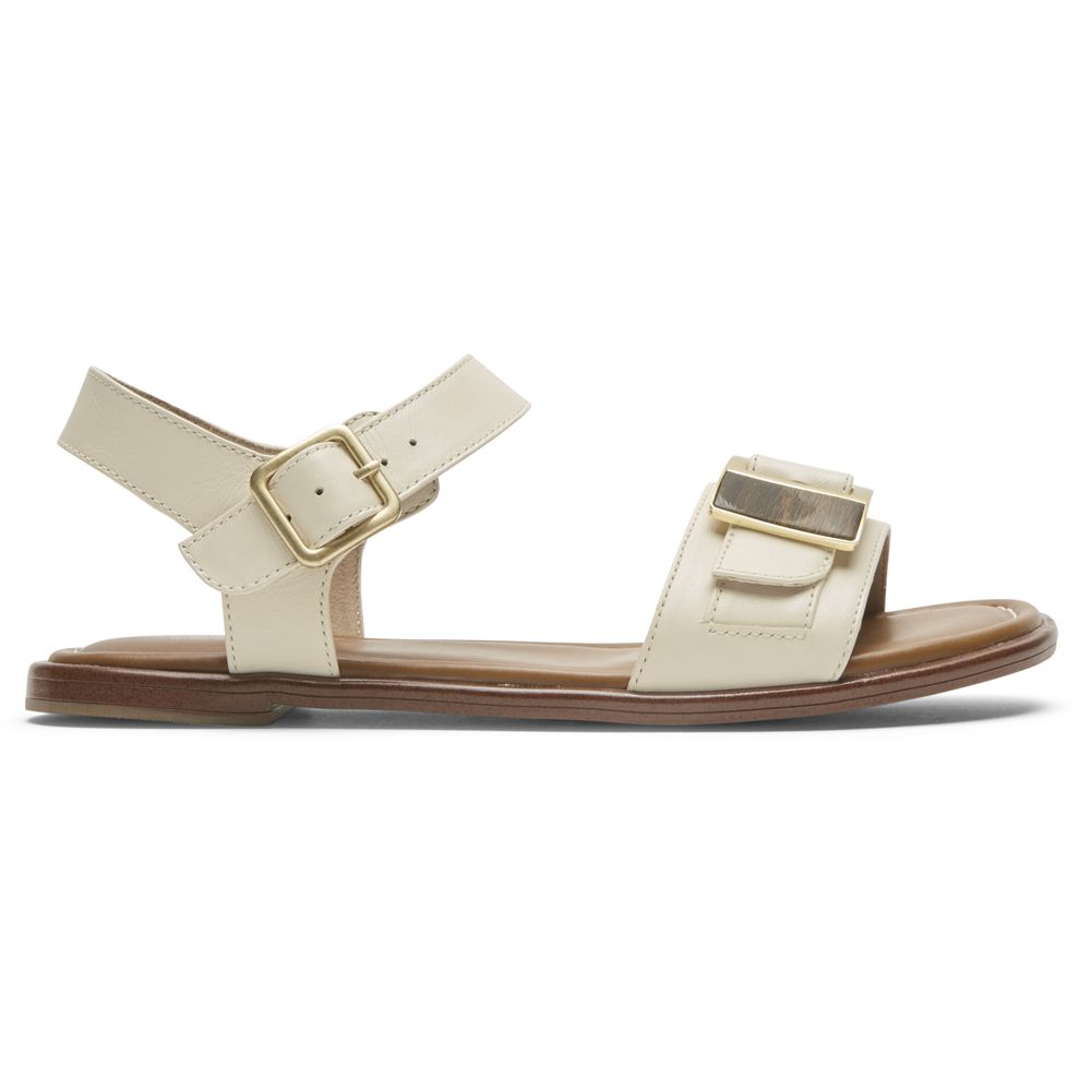 Rockport Women's Total Motion Zadie Buckle Sandals - Beige - USA (4260CUPIF)